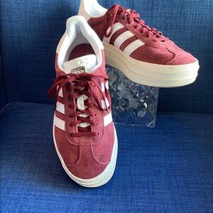 Adidas gazelle bold maroon and White Sneakers with Suede Finish